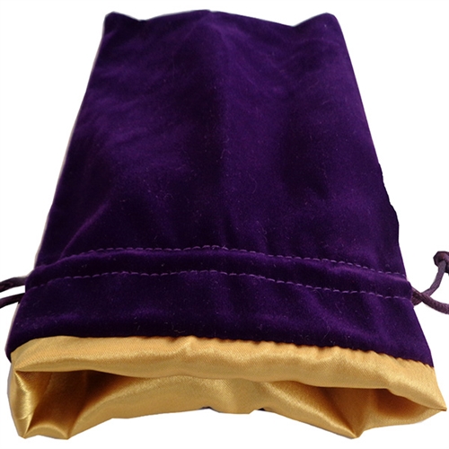 Dice Bag - Purple Velvet with Gold Satin - Metallic Dice Games